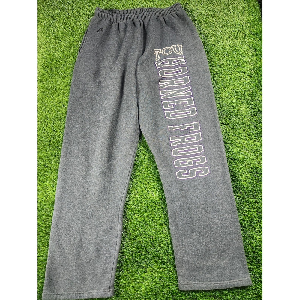 TCU Horned Frogs Pants Mens M Gray NCAA Football Russell Athletic Sweatpants - Picture 1 of 9